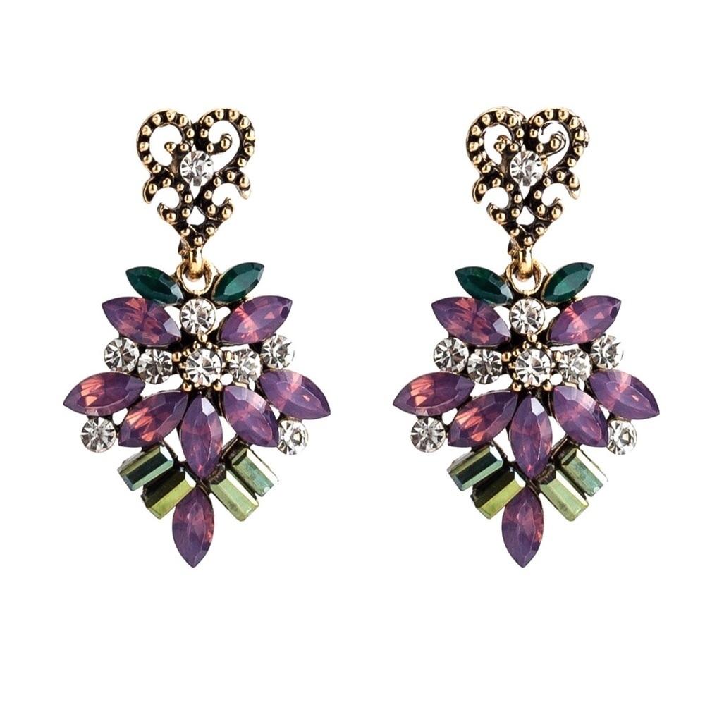 Any 2/$20! Vintage Look Lilac Flower Drop Stud Earrings - Picture 3 of 8